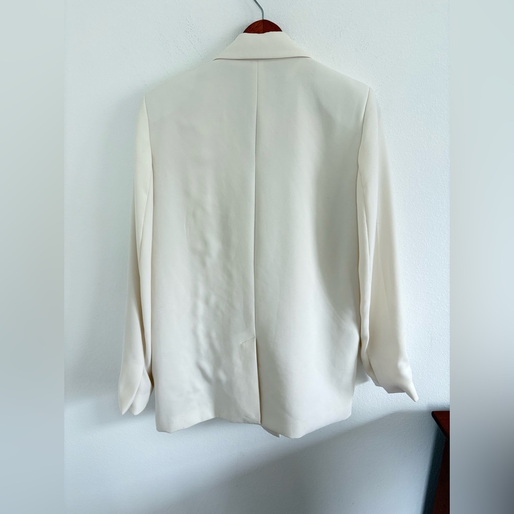 Zara Basic Flowy Blazer In White Double Breasted … - image 6